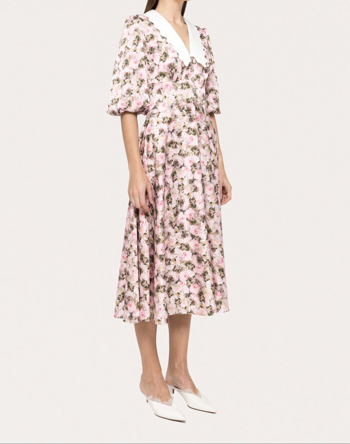 Puff Sleeves Printed Midi Dress - BTK COLLECTIONS