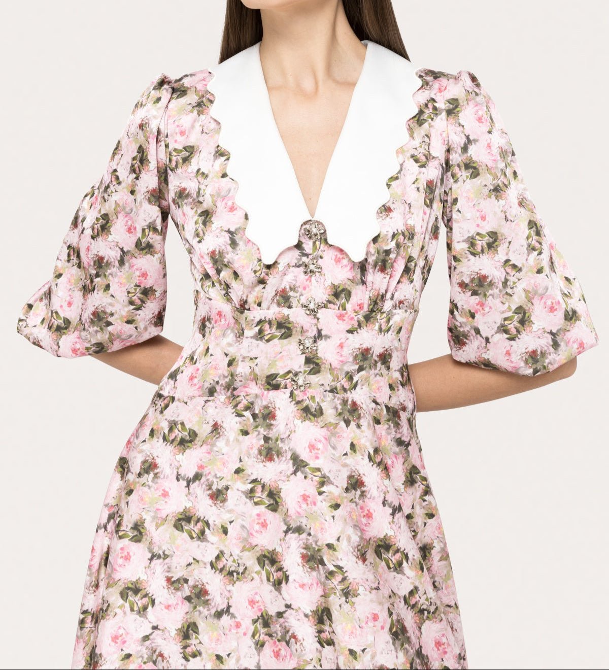 Puff Sleeves Printed Midi Dress - BTK COLLECTIONS