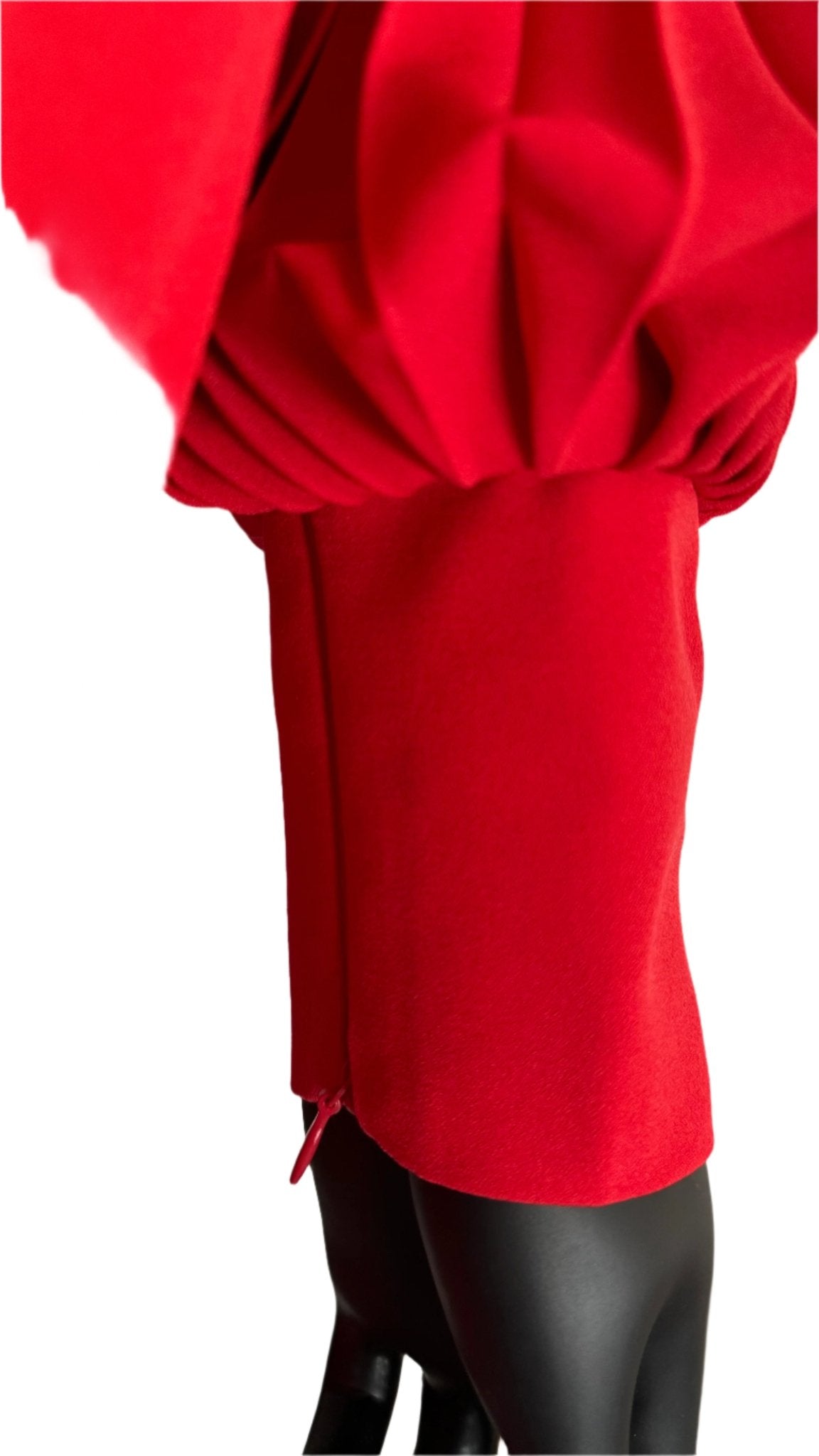 Red Belted Pencil Midi Dress - BTK COLLECTIONS