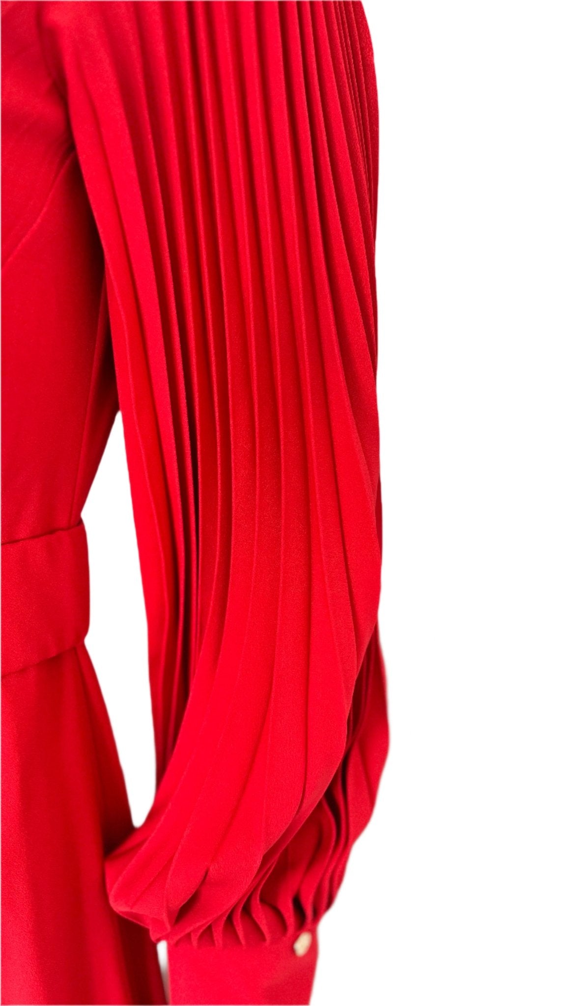 Red Belted Pencil Midi Dress - BTK COLLECTIONS