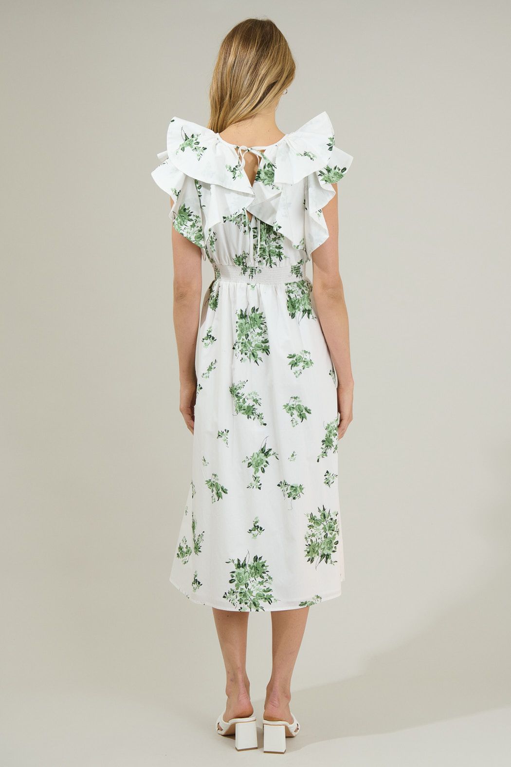 Ria Floral Santana Tie Back Midi Dress - BTK COLLECTIONS