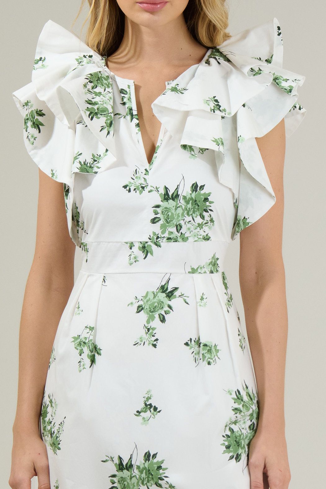 Ria Floral Santana Tie Back Midi Dress - BTK COLLECTIONS