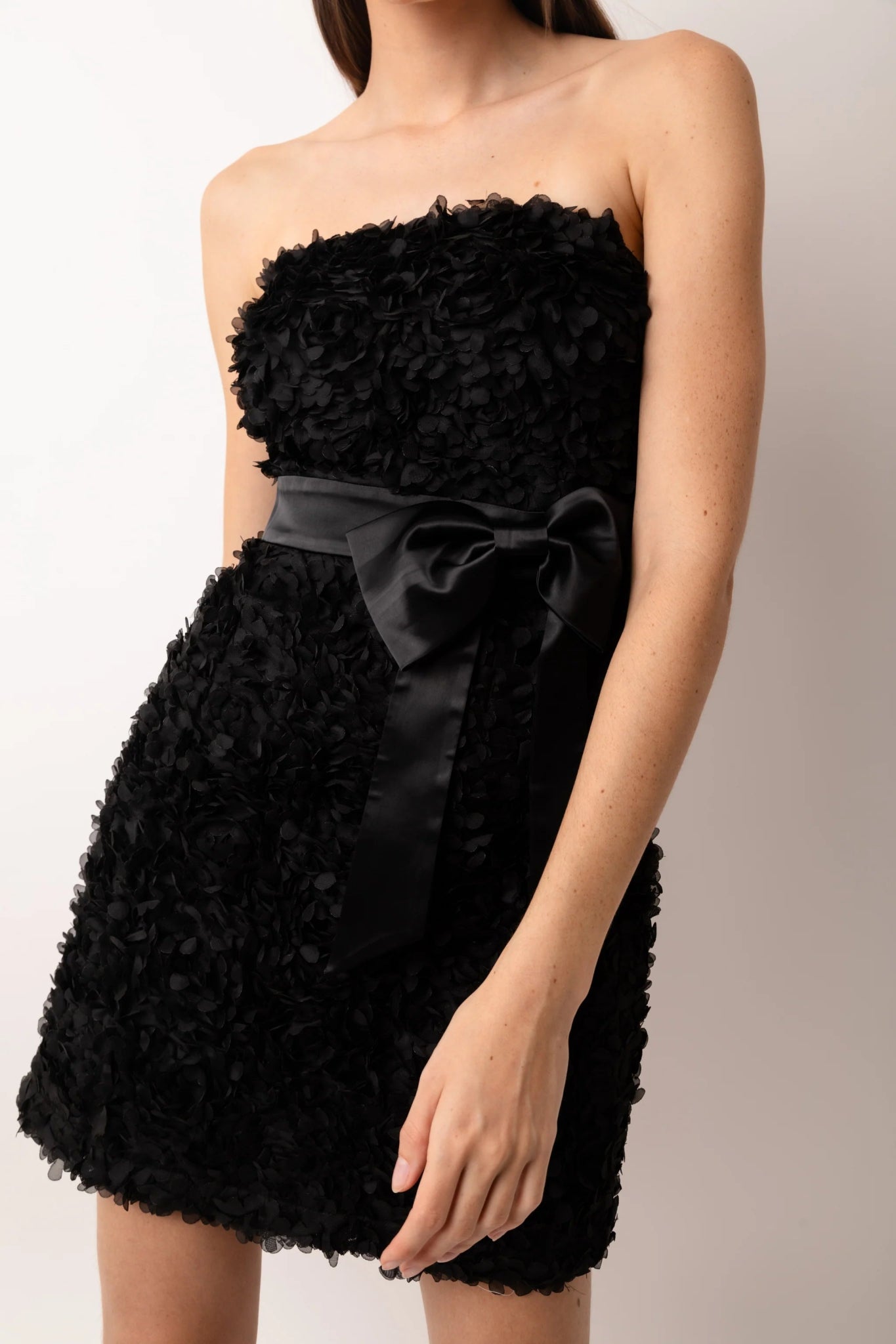 Rosa Strapless Bow Detail Fitted Bandeau Mini Dress - BTK COLLECTIONS