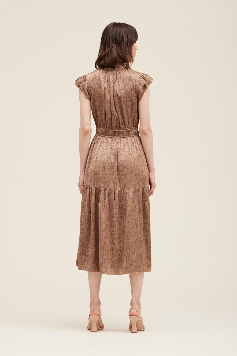 Ruffle Neck Sheen Dress - BTK COLLECTIONS