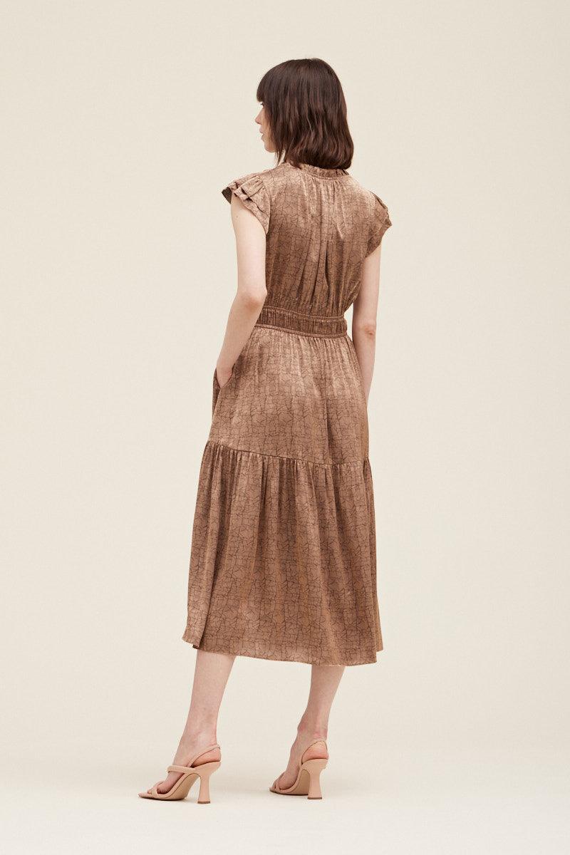 Ruffle Neck Sheen Dress - BTK COLLECTIONS