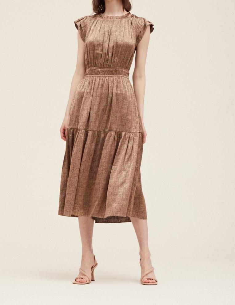 Ruffle Neck Sheen Dress - BTK COLLECTIONS