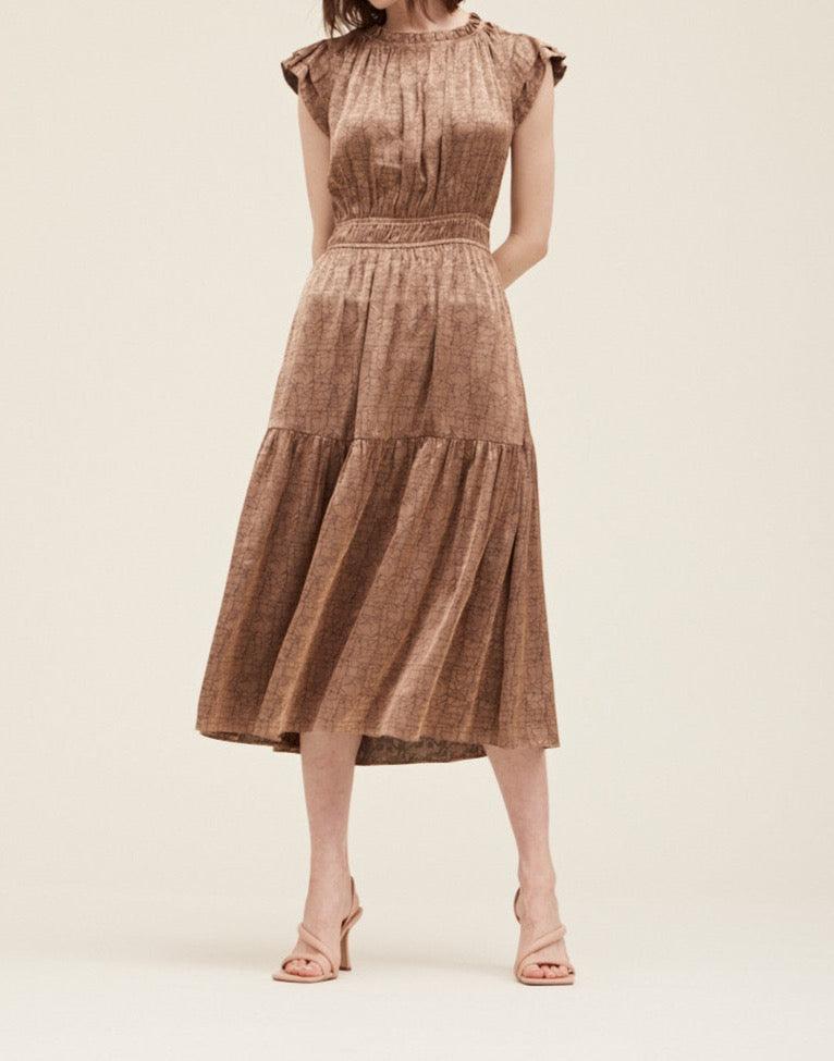 Ruffle Neck Sheen Dress - BTK COLLECTIONS