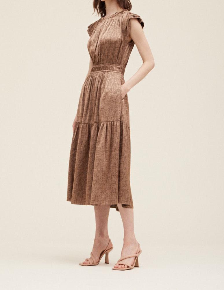 Ruffle Neck Sheen Dress - BTK COLLECTIONS