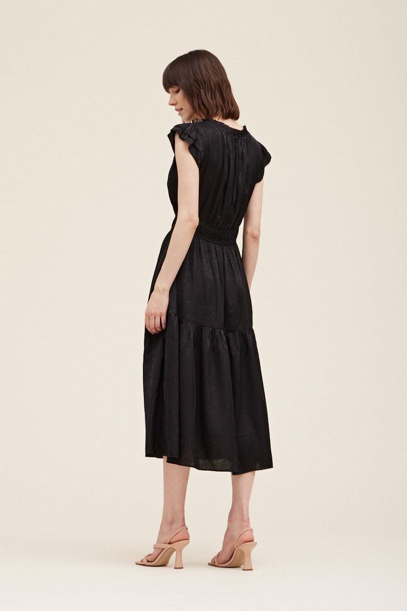 Ruffle Neck Sheen Dress - BTK COLLECTIONS