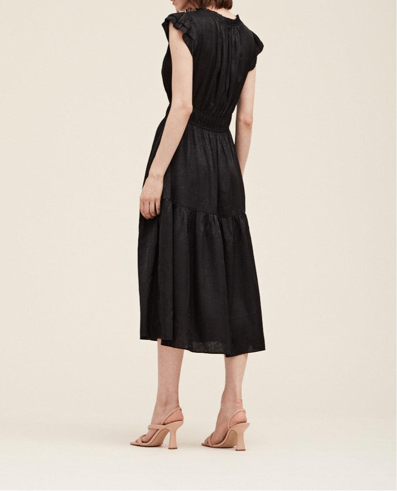 Ruffle Neck Sheen Dress - BTK COLLECTIONS