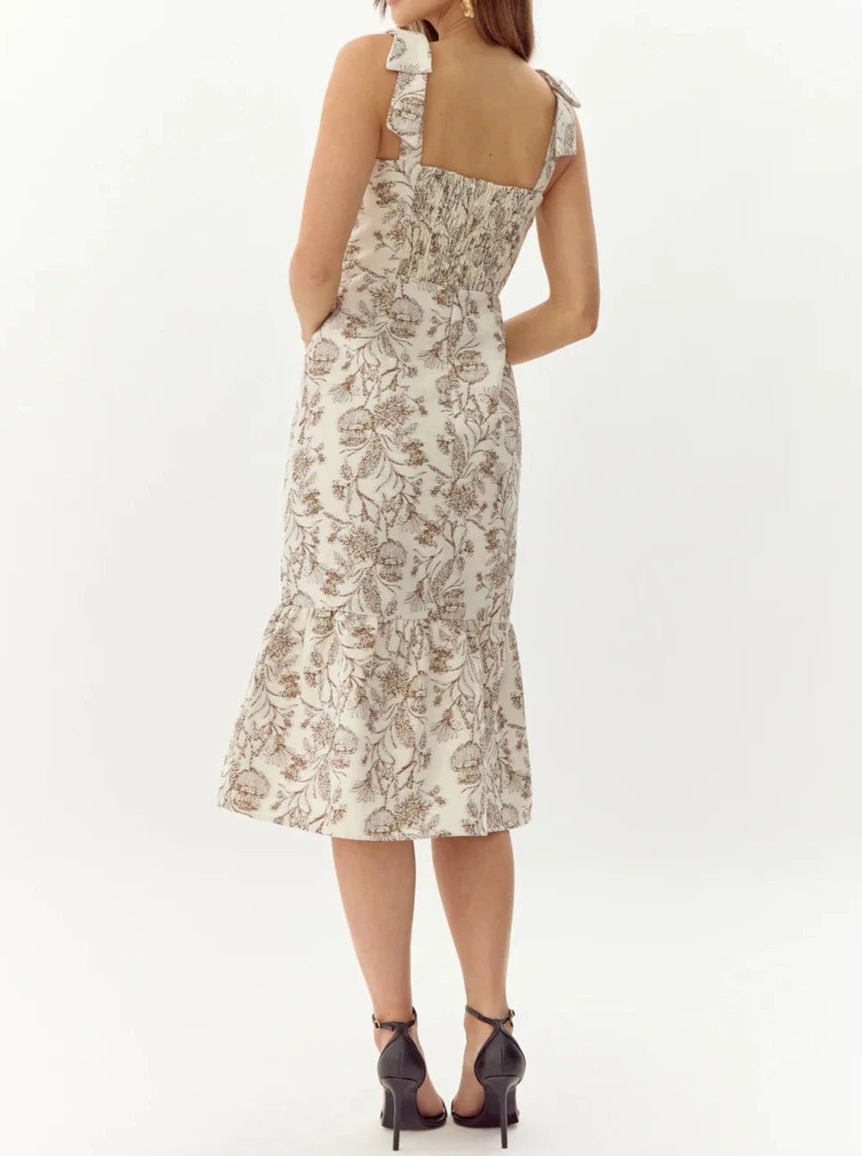 Selina Bow Tie Jacquard Midi Dress - BTK COLLECTIONS