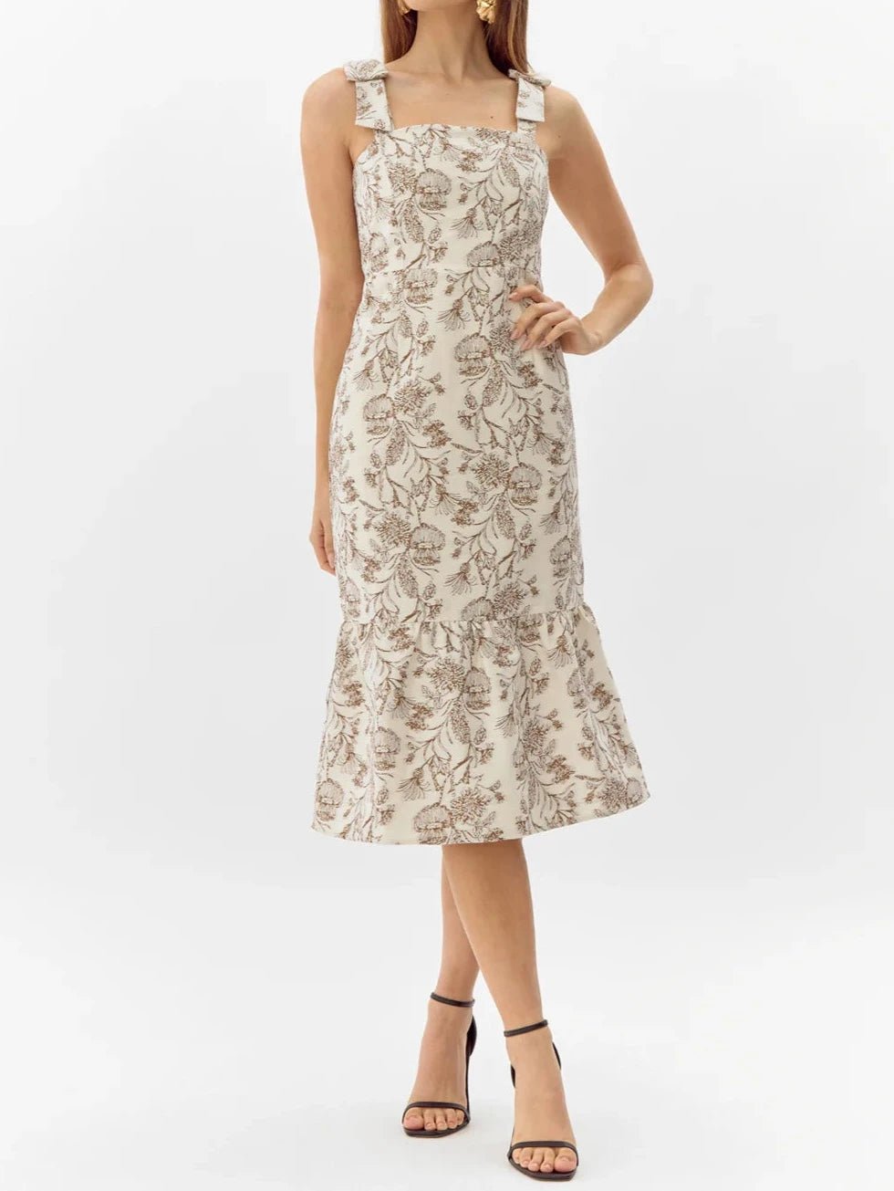 Selina Bow Tie Jacquard Midi Dress - BTK COLLECTIONS