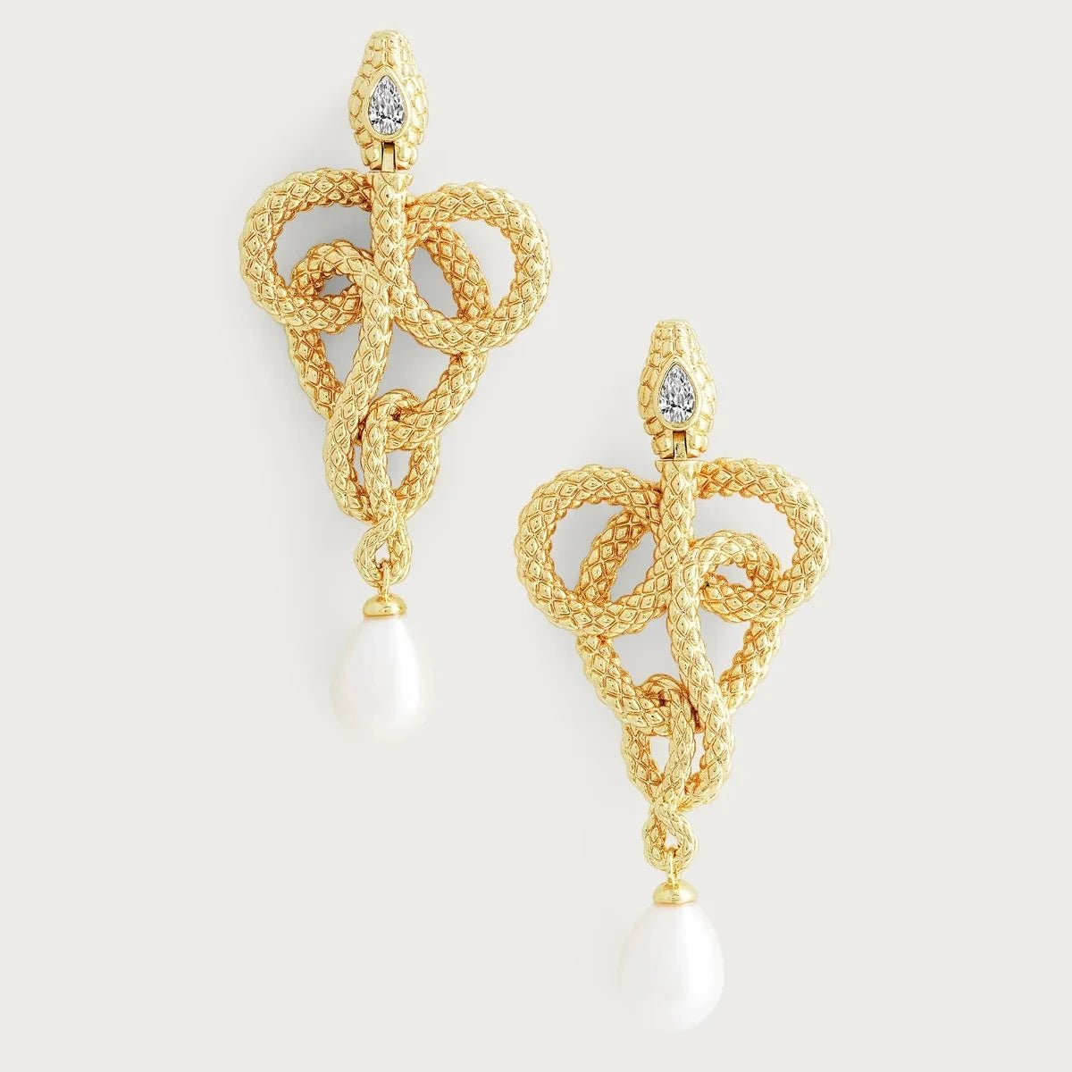 Serpent Pearl Drop Earrings - BTK COLLECTIONS