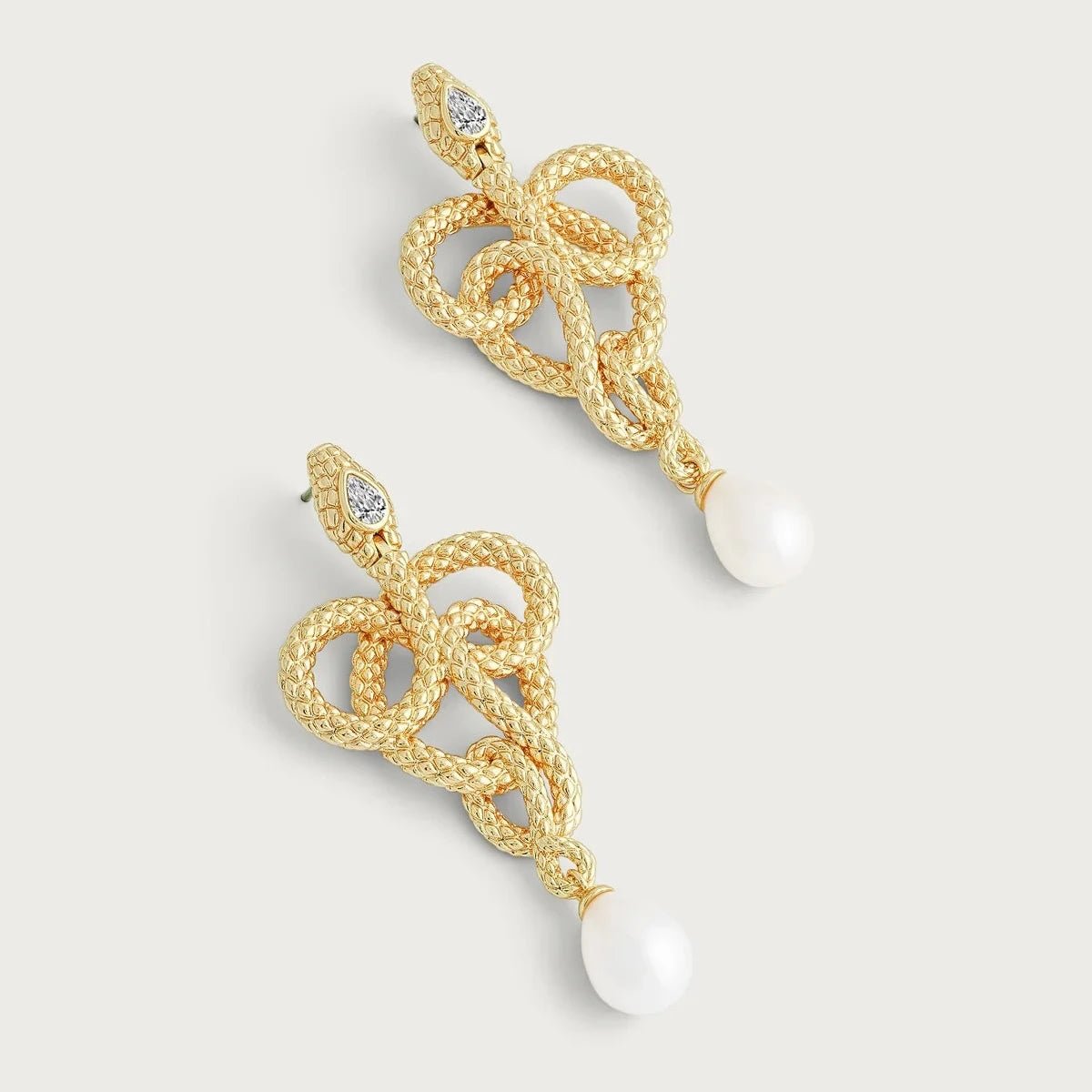 Serpent Pearl Drop Earrings - BTK COLLECTIONS