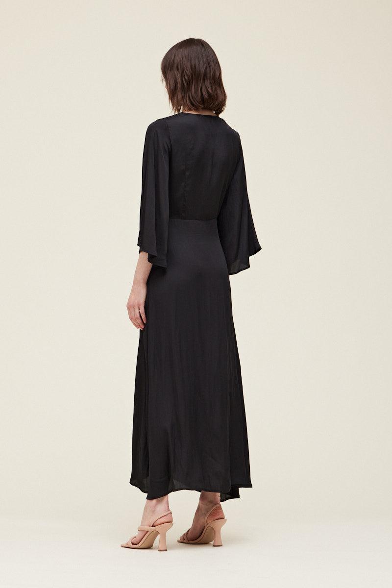 Side Gathered Satin Dress - BTK COLLECTIONS