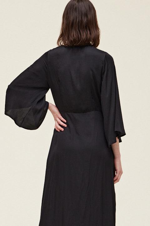 Side Gathered Satin Dress - BTK COLLECTIONS