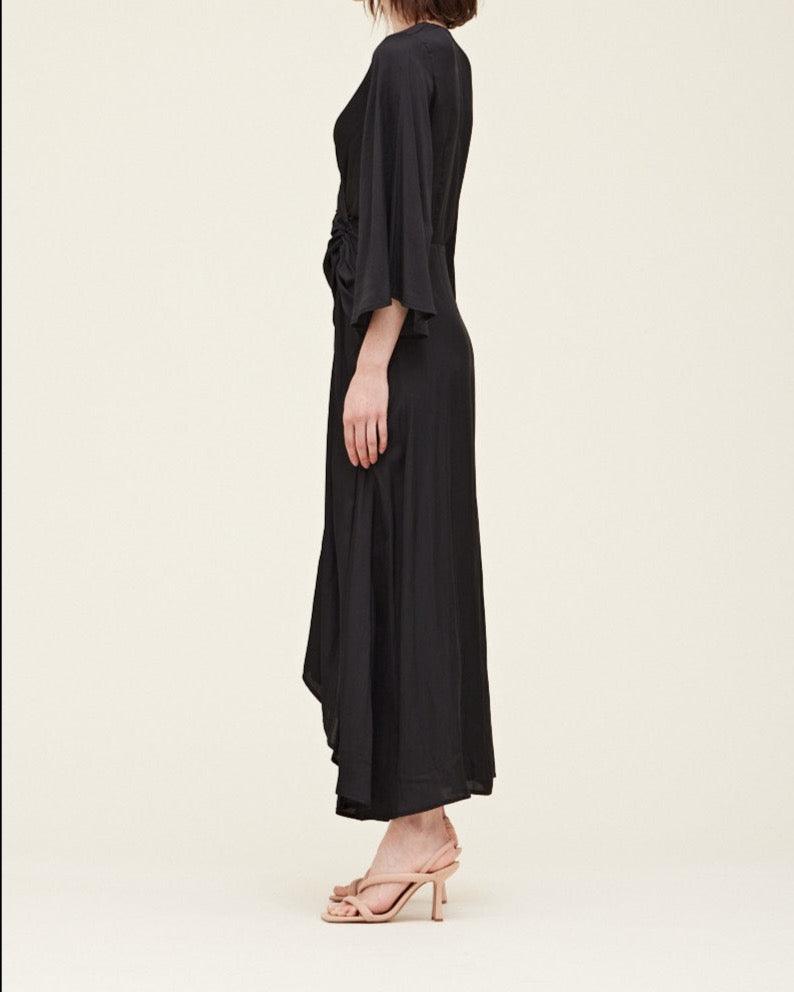 Side Gathered Satin Dress - BTK COLLECTIONS