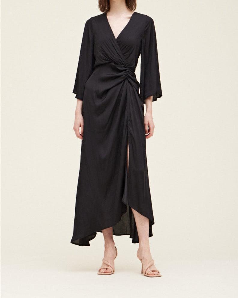 Side Gathered Satin Dress - BTK COLLECTIONS