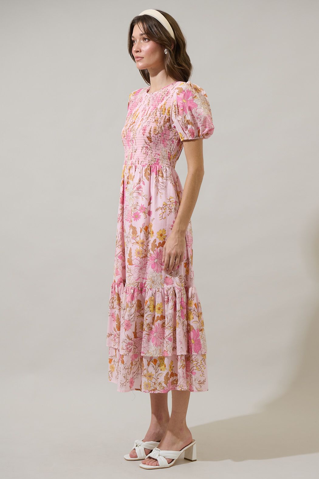 Solanda Floral Aruba Smocked Midi Dress - BTK COLLECTIONS
