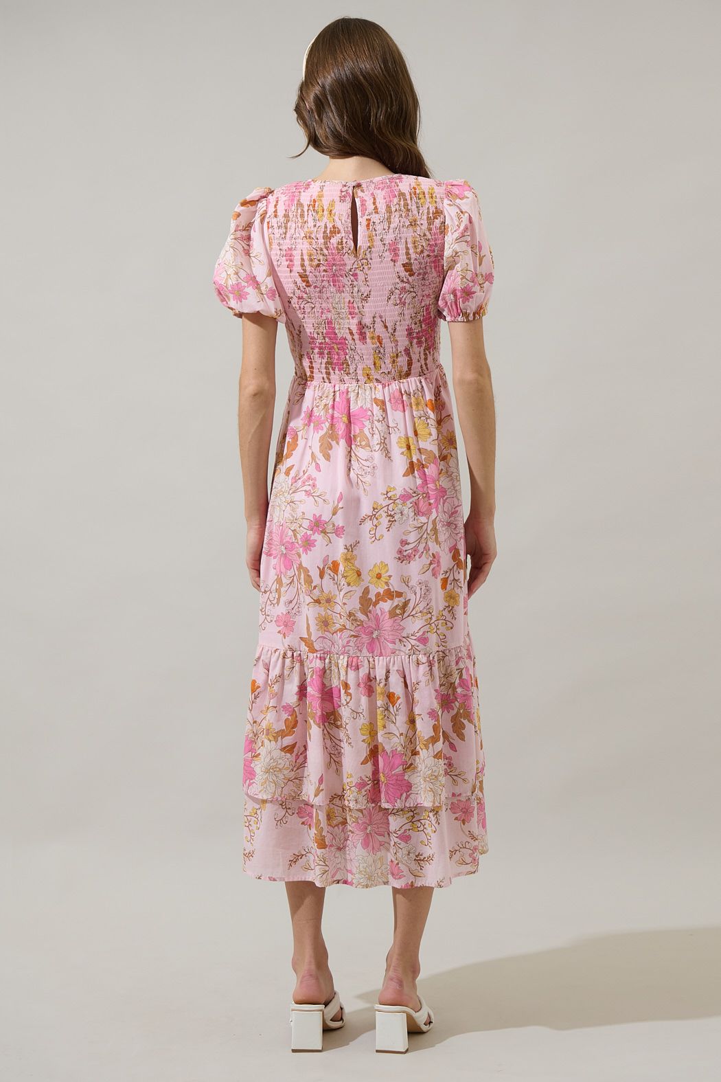 Solanda Floral Aruba Smocked Midi Dress - BTK COLLECTIONS