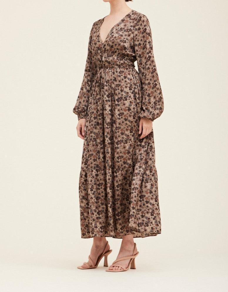 Tawny Tiered Floral Print Maxi Dress - BTK COLLECTIONS