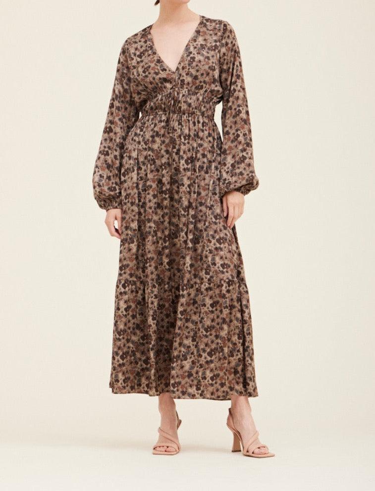 Tawny Tiered Floral Print Maxi Dress - BTK COLLECTIONS