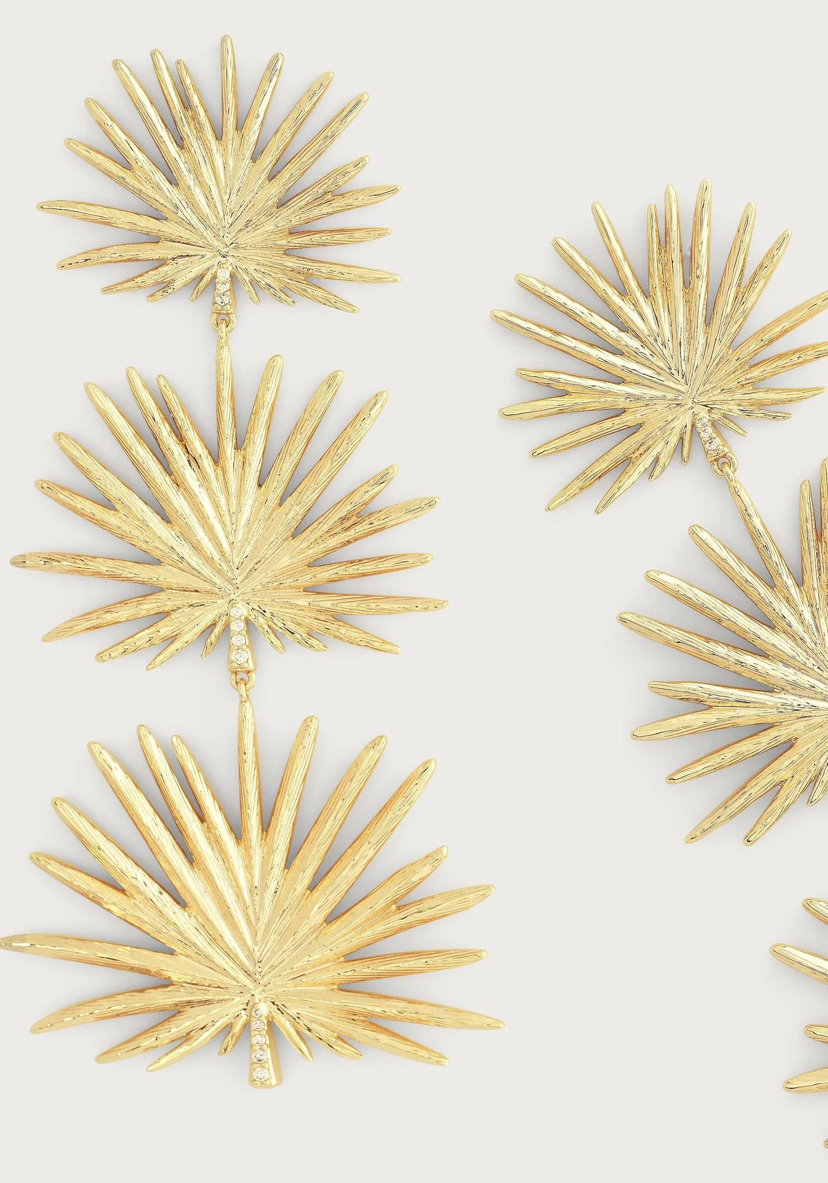 Large Triple Fan Palm Dangle Earrings - BTK COLLECTIONS