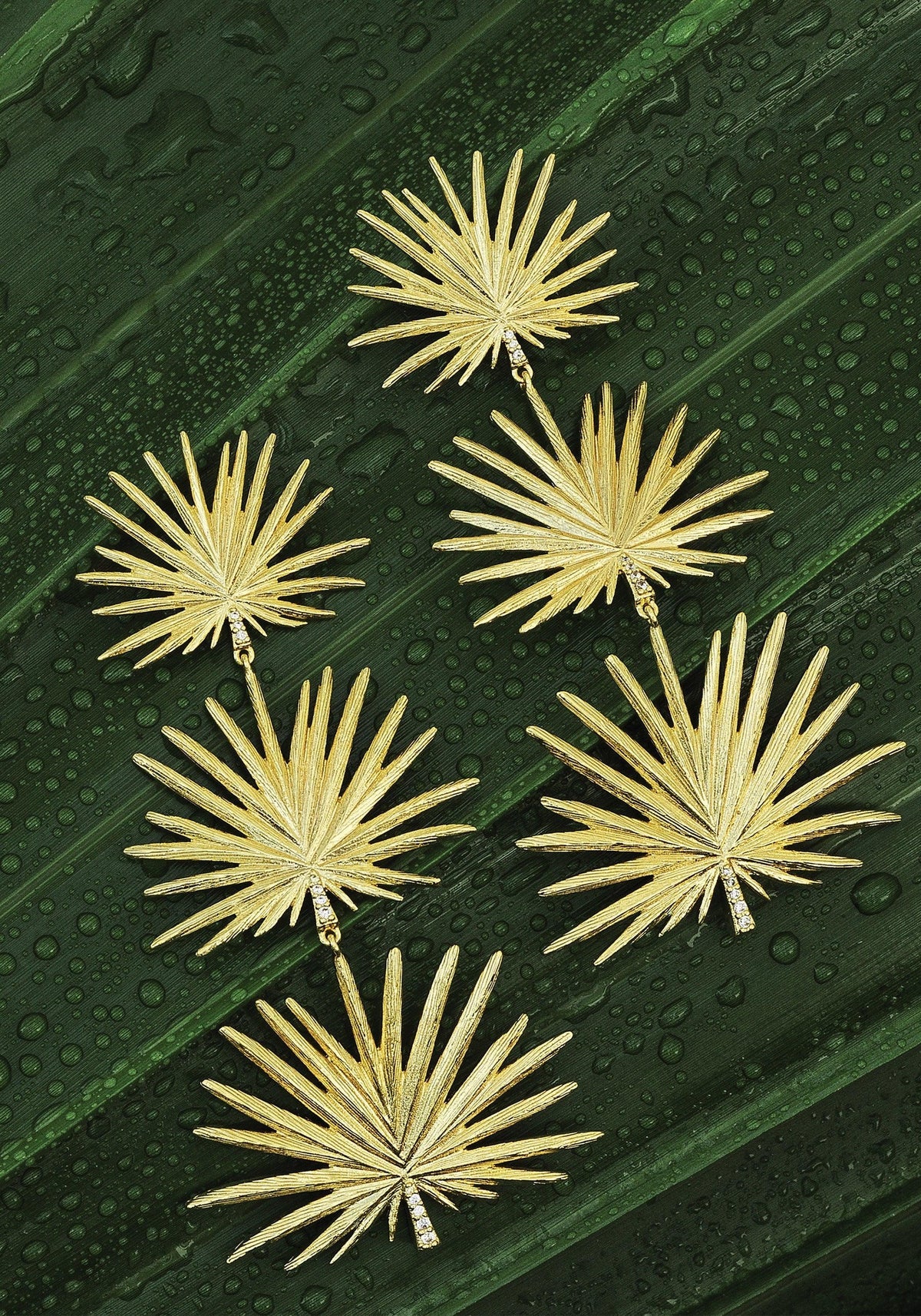 Large Triple Fan Palm Dangle Earrings - BTK COLLECTIONS