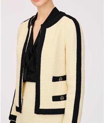 Tweed Jacket With Braid Trim - BTK COLLECTIONS