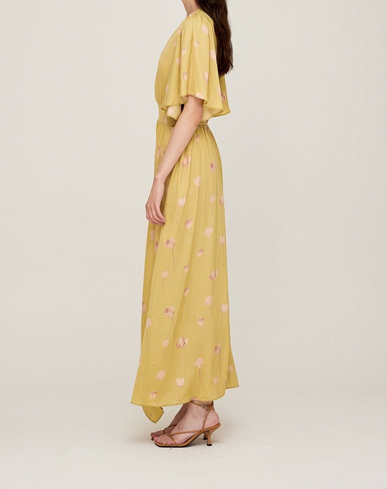 Watercolor Floral Print Dress - BTK COLLECTIONS