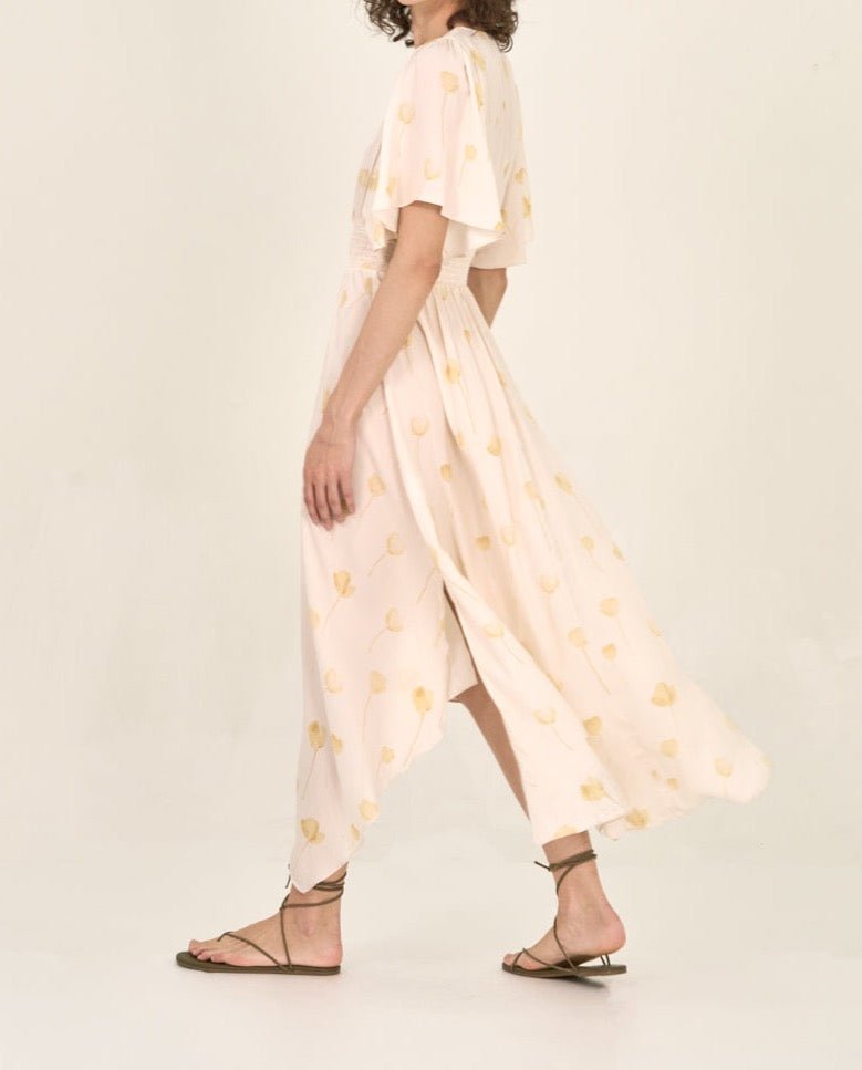 Watercolor Floral Print Dress - BTK COLLECTIONS