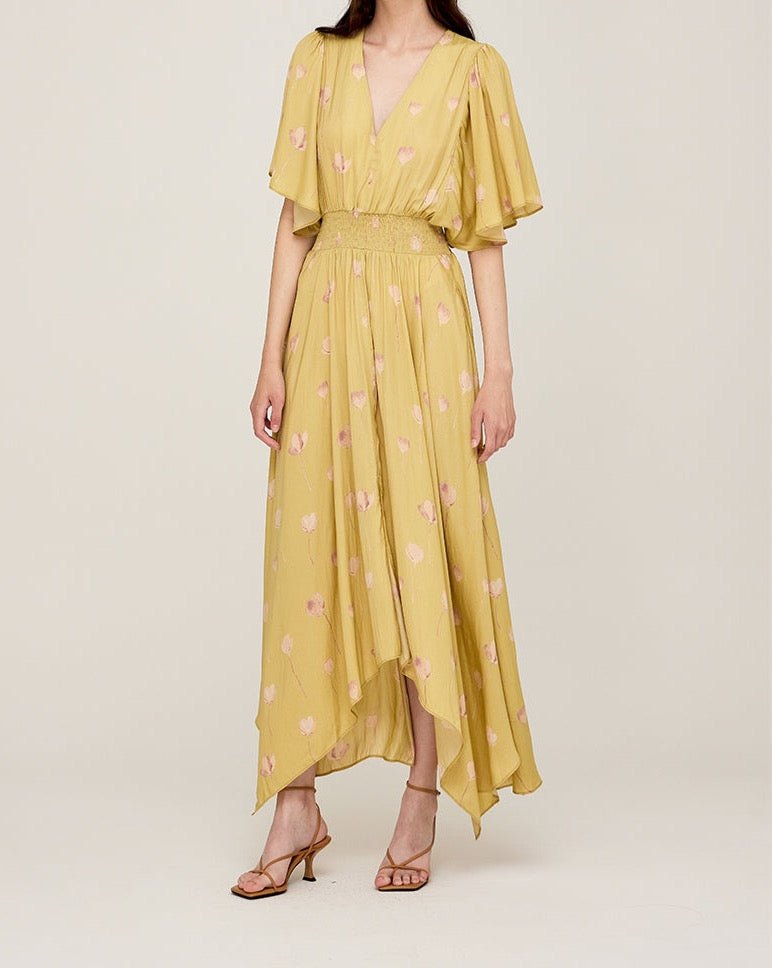 Watercolor Floral Print Dress - BTK COLLECTIONS