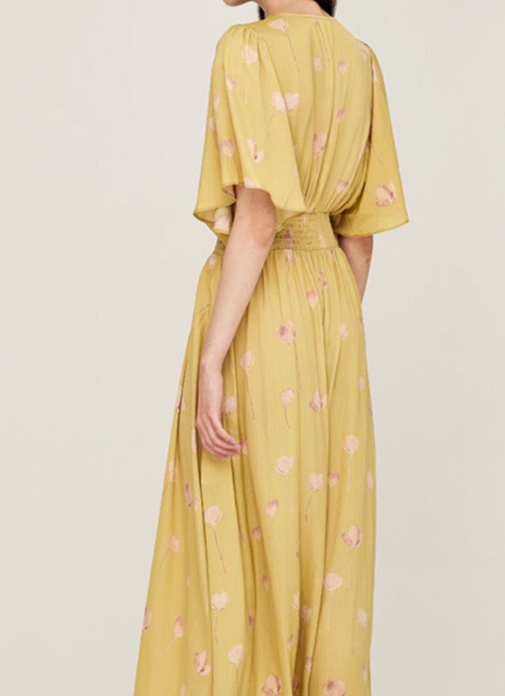 Watercolor Floral Print Dress - BTK COLLECTIONS