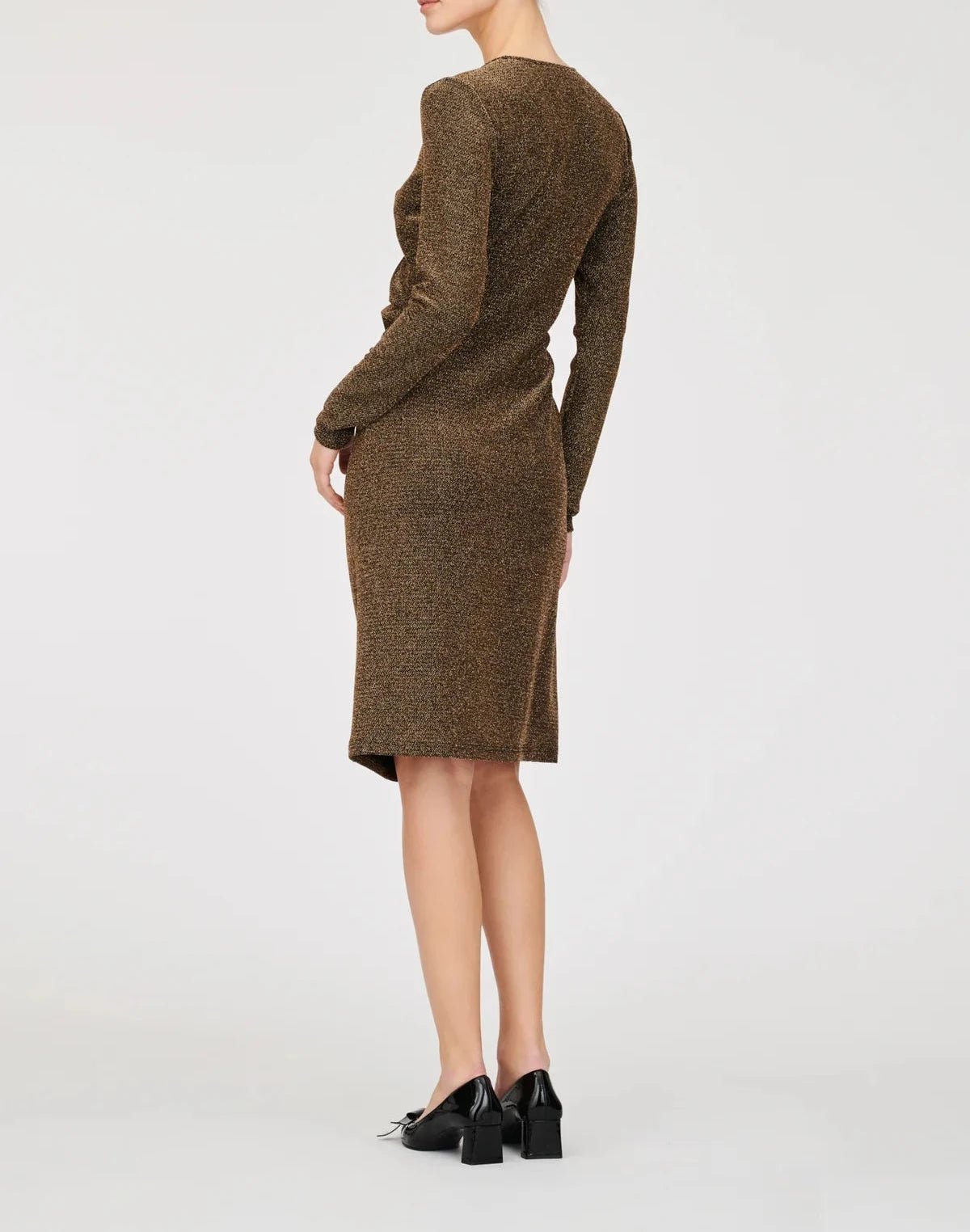 Weill Paris Metallic Lurex Jersey Wrap Dress with V - Neck - BTK COLLECTIONS