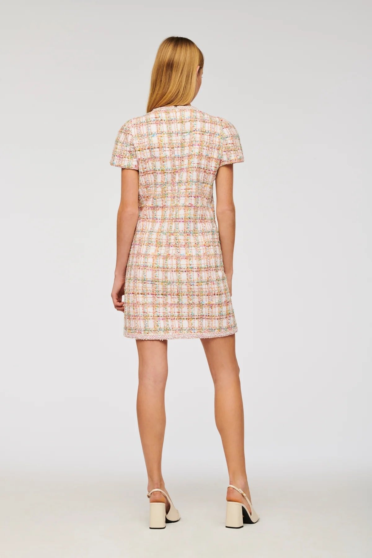 Weill Paris Multi-Color Tweed Short Dress with V-Neck - BTK COLLECTIONS