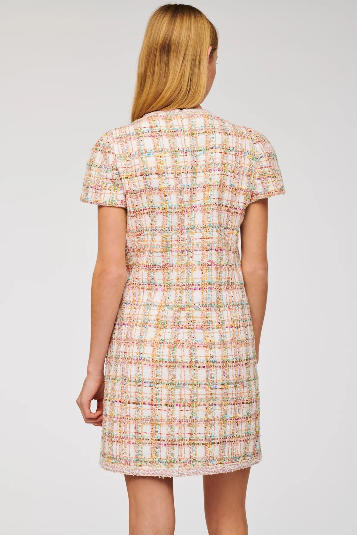 Weill Paris Multi - Color Tweed Short Dress with V - Neck - BTK COLLECTIONS