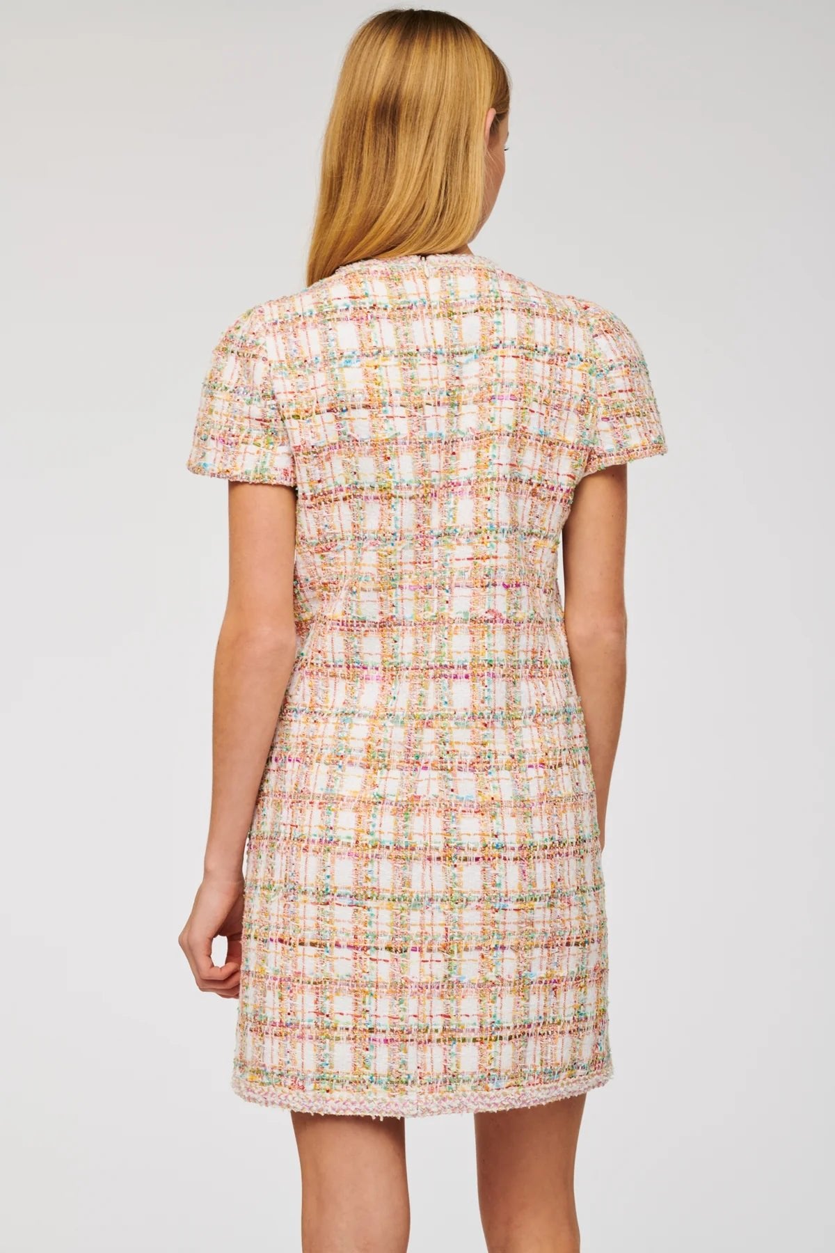 Weill Paris Multi-Color Tweed Short Dress with V-Neck - BTK COLLECTIONS