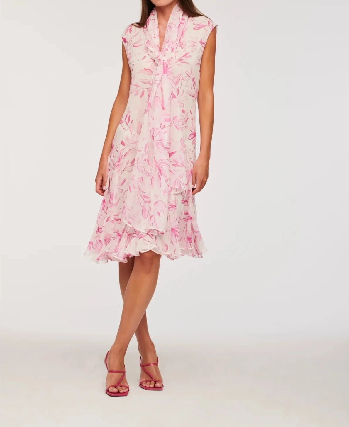 Weill Paris Pink Floral Cocktail Dress with Gold Button Details - BTK COLLECTIONS