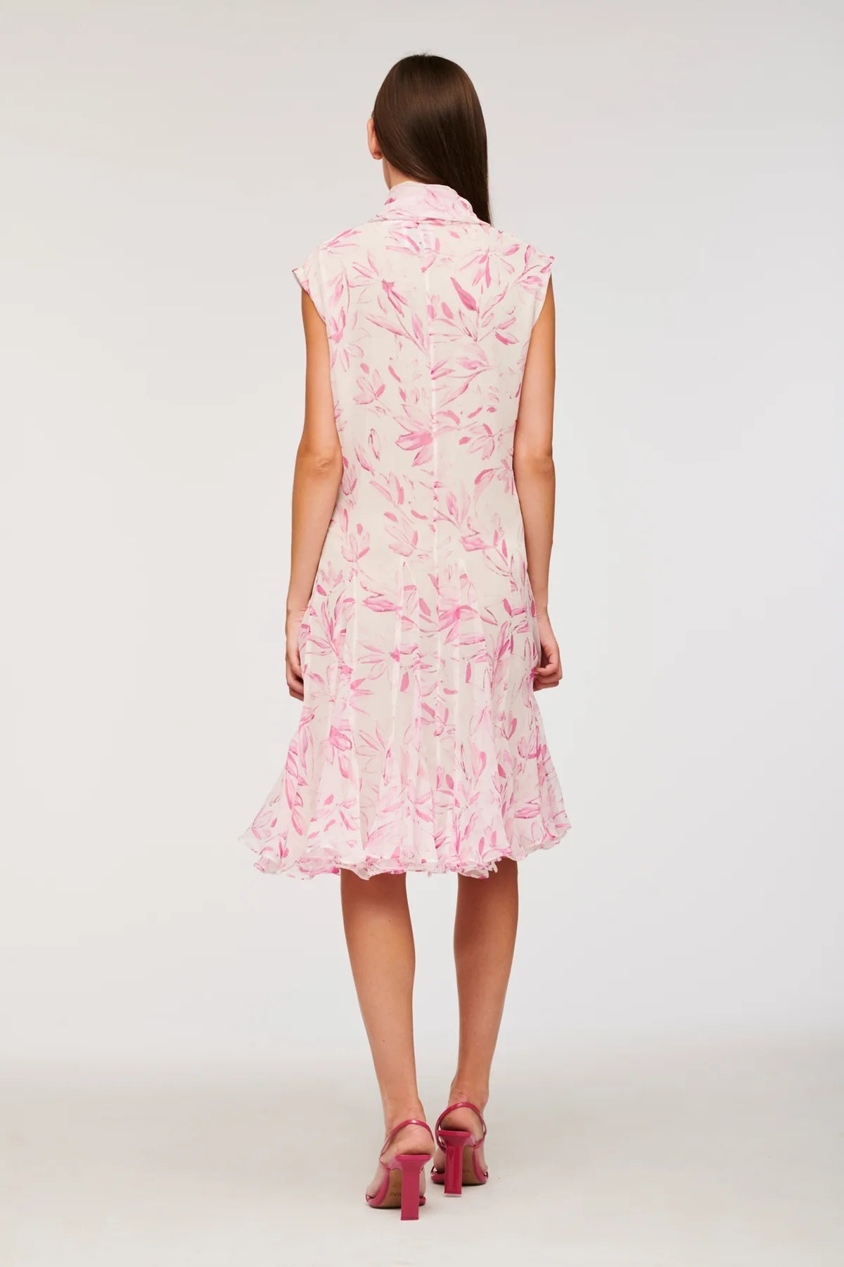 Weill Paris Pink Floral Cocktail Dress with Gold Button Details - BTK COLLECTIONS