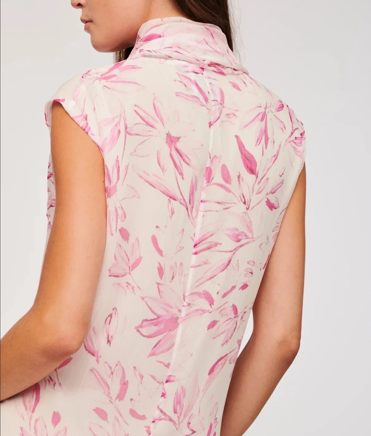 Weill Paris Pink Floral Cocktail Dress with Gold Button Details - BTK COLLECTIONS