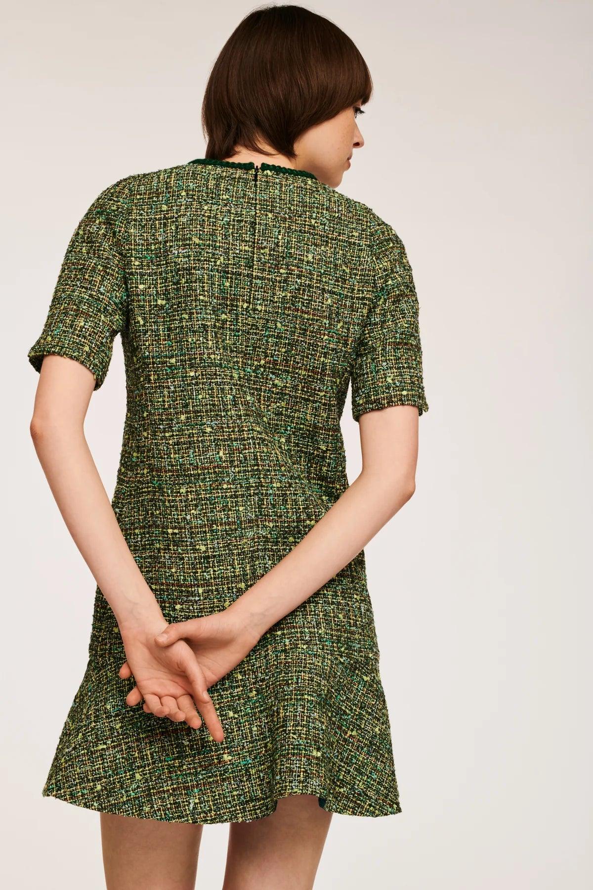 Weill Paris Short Tweed Dress with Gold Button Detailing - BTK COLLECTIONS