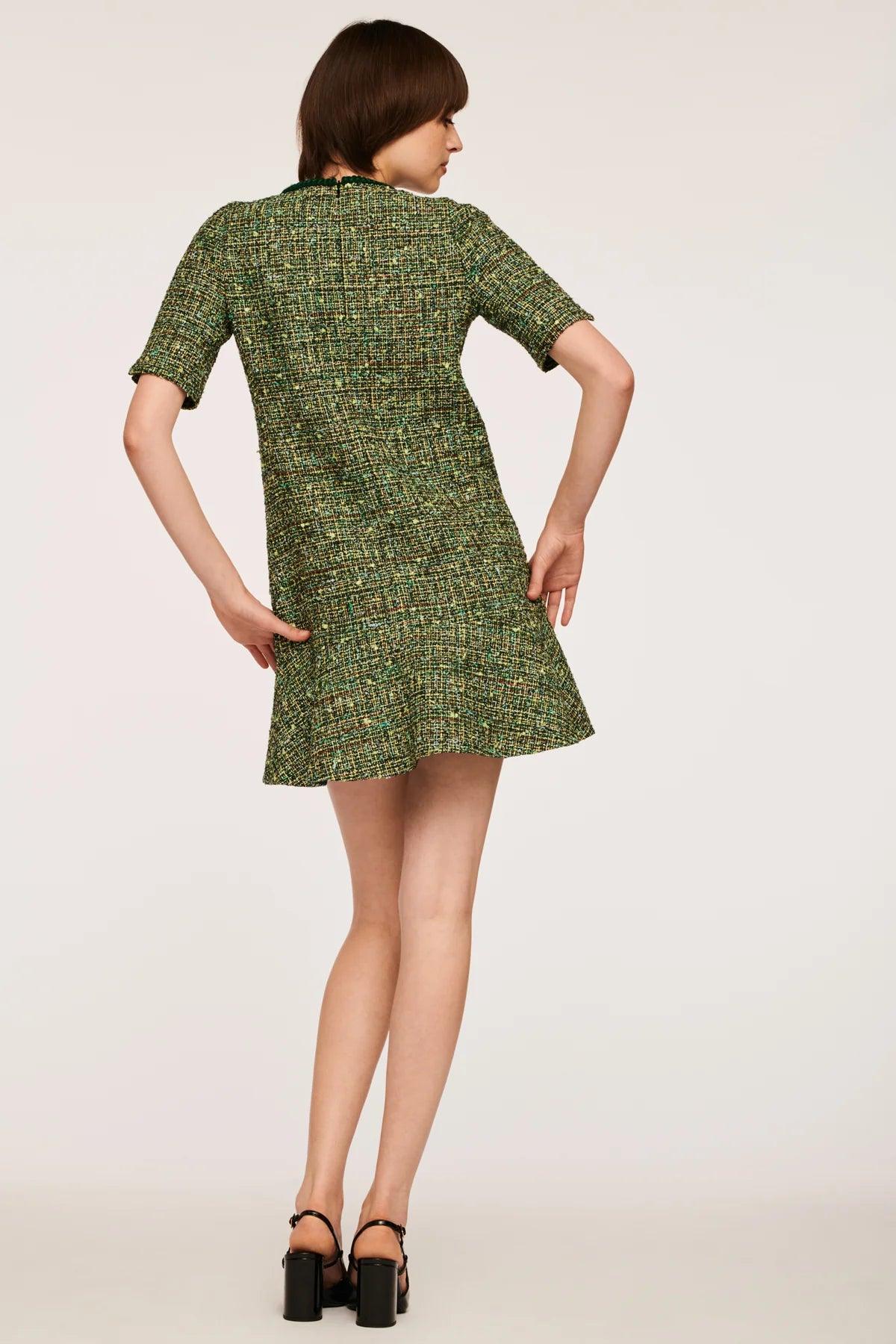 Weill Paris Short Tweed Dress with Gold Button Detailing - BTK COLLECTIONS