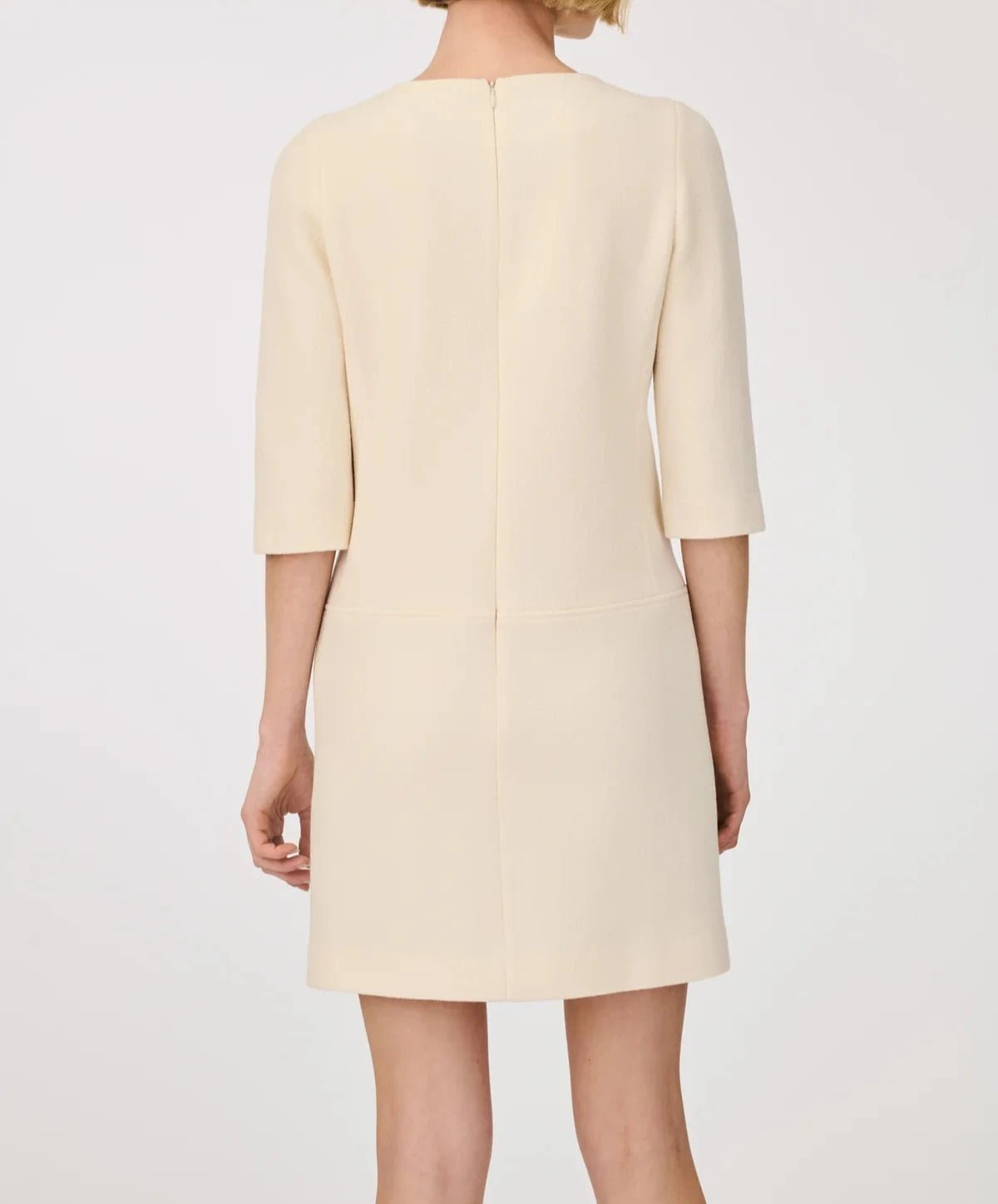 Weill Paris Wool Crepe Shift Dress with Gold Button Details - BTK COLLECTIONS