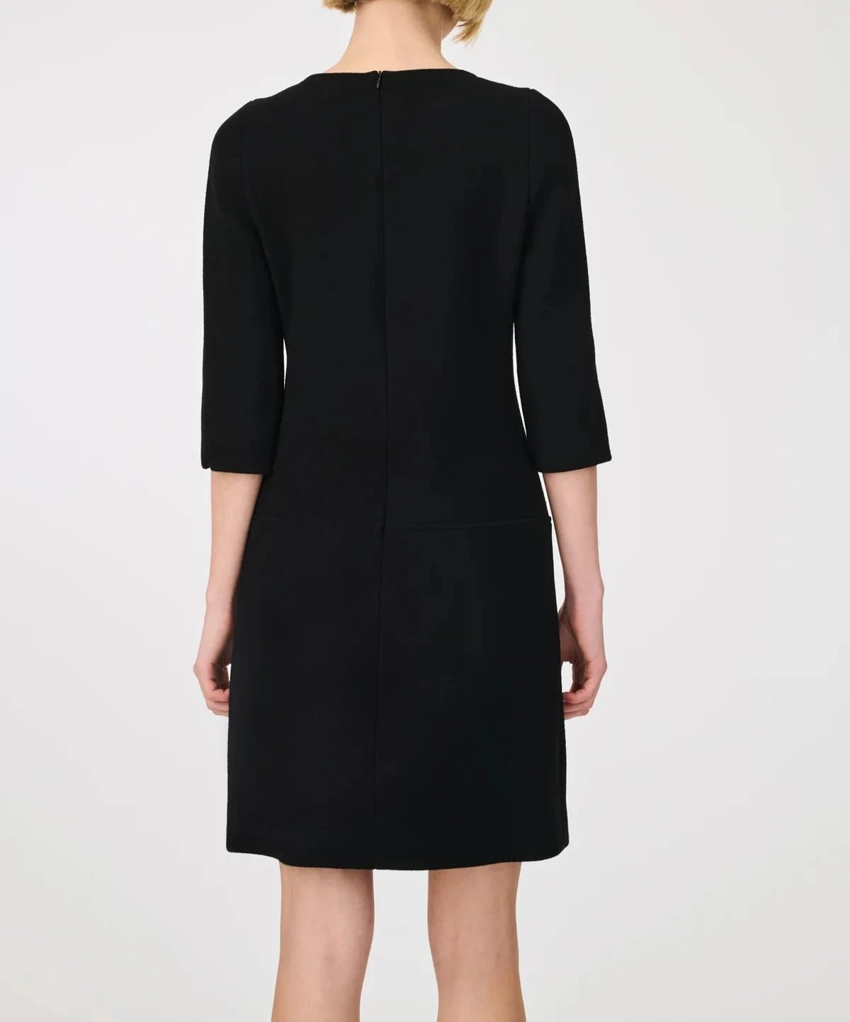 Weill Paris Wool Crepe Shift Dress with Gold Button Details - BTK COLLECTIONS