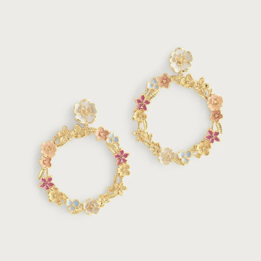 Wildflowers Gathered Hoop Earrings - BTK COLLECTIONS