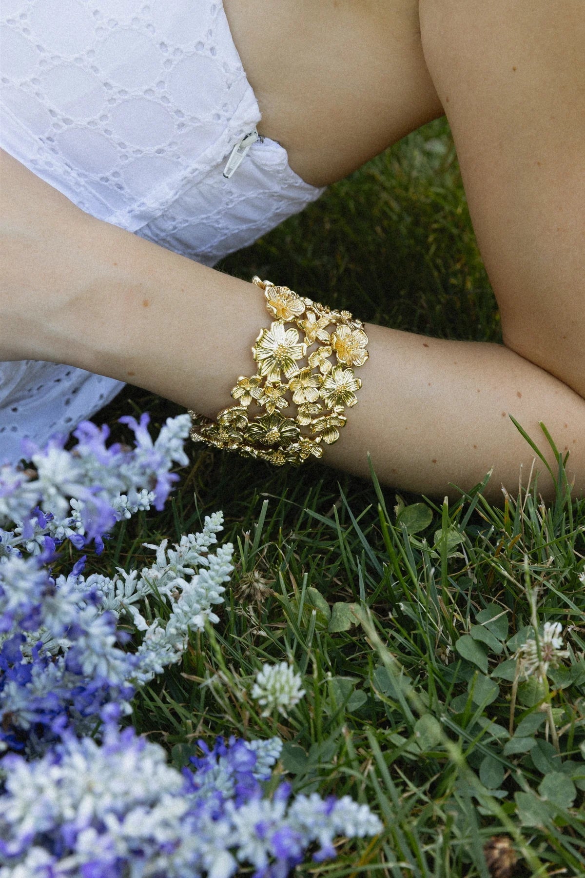 Wildflowers Gold Wide Cuff - BTK COLLECTIONS