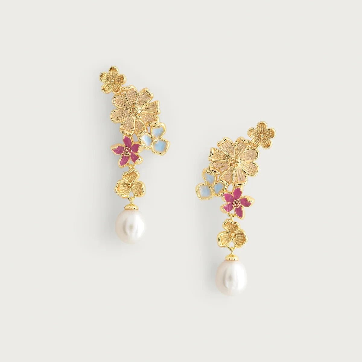 Wildflowers Pearl Drop Earrings - BTK COLLECTIONS