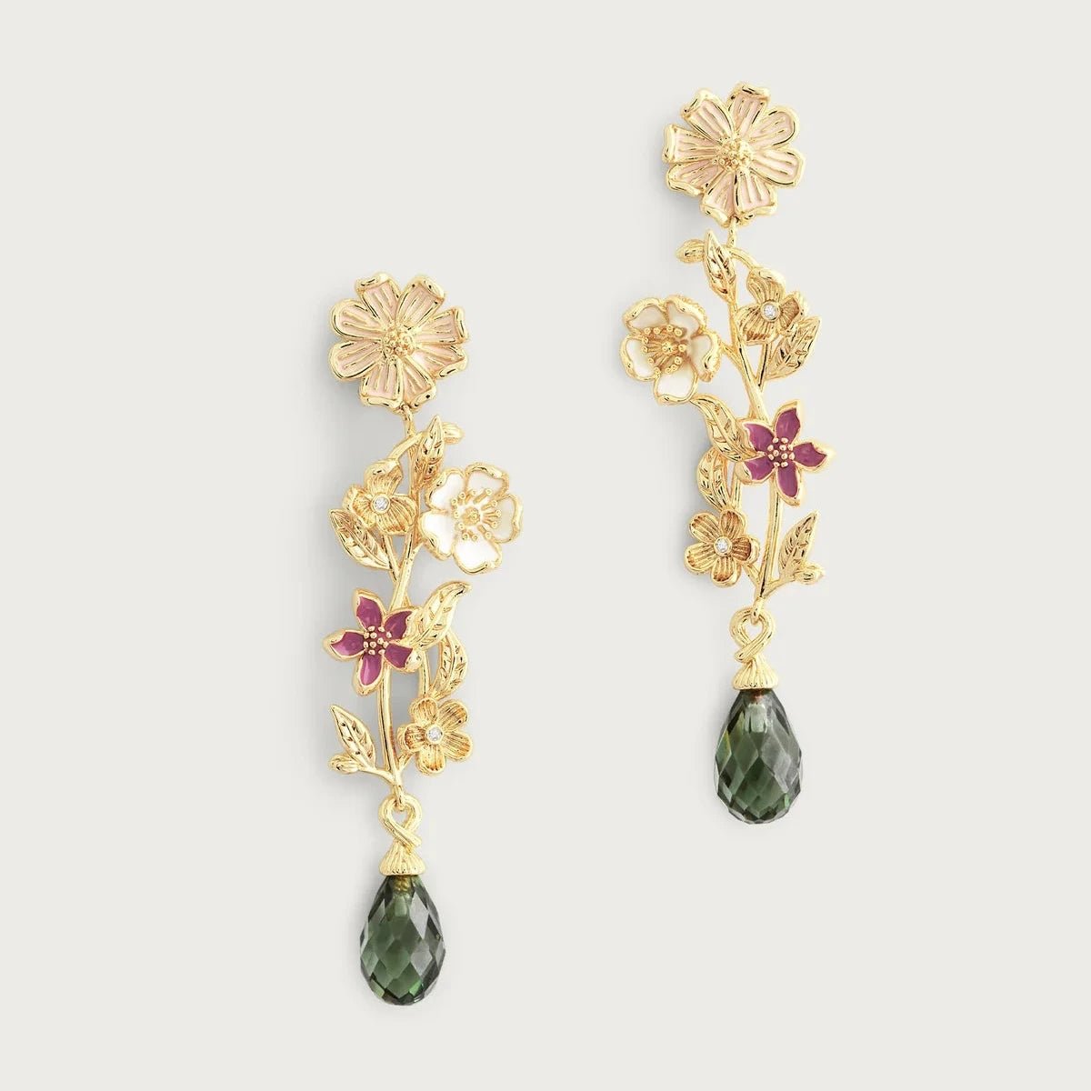 Wildflowers Stone Drop Earrings - BTK COLLECTIONS