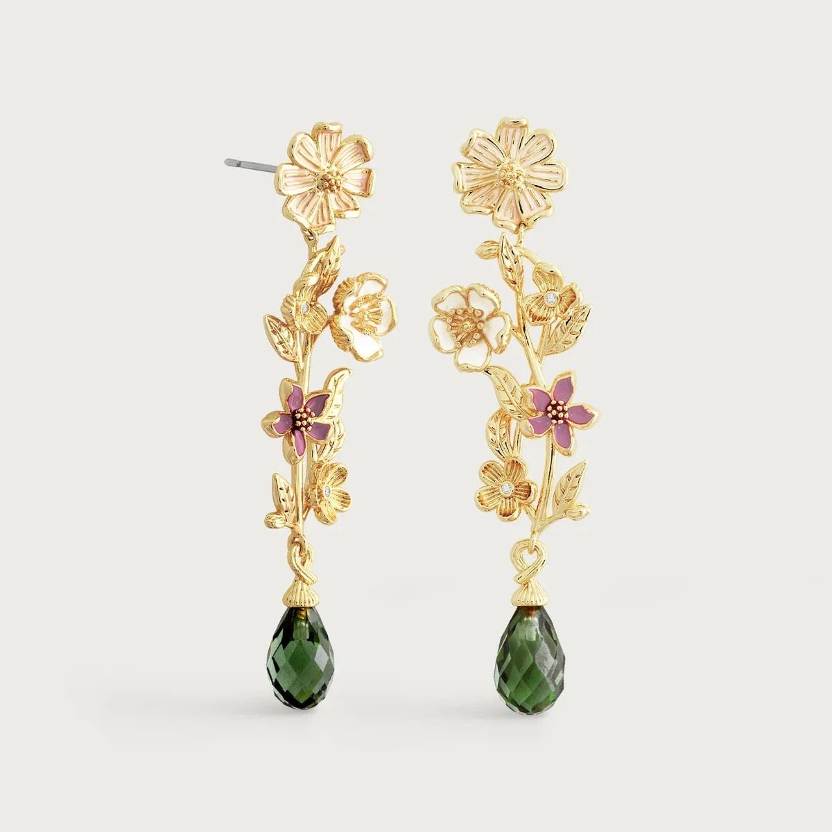 Wildflowers Stone Drop Earrings - BTK COLLECTIONS