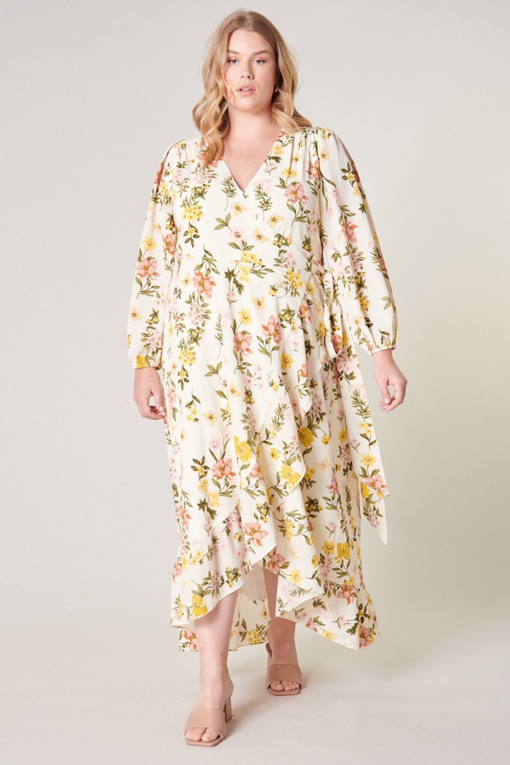 Ashlynn Floral Califa Maxi Wrap Dress Curve - BTK COLLECTIONS